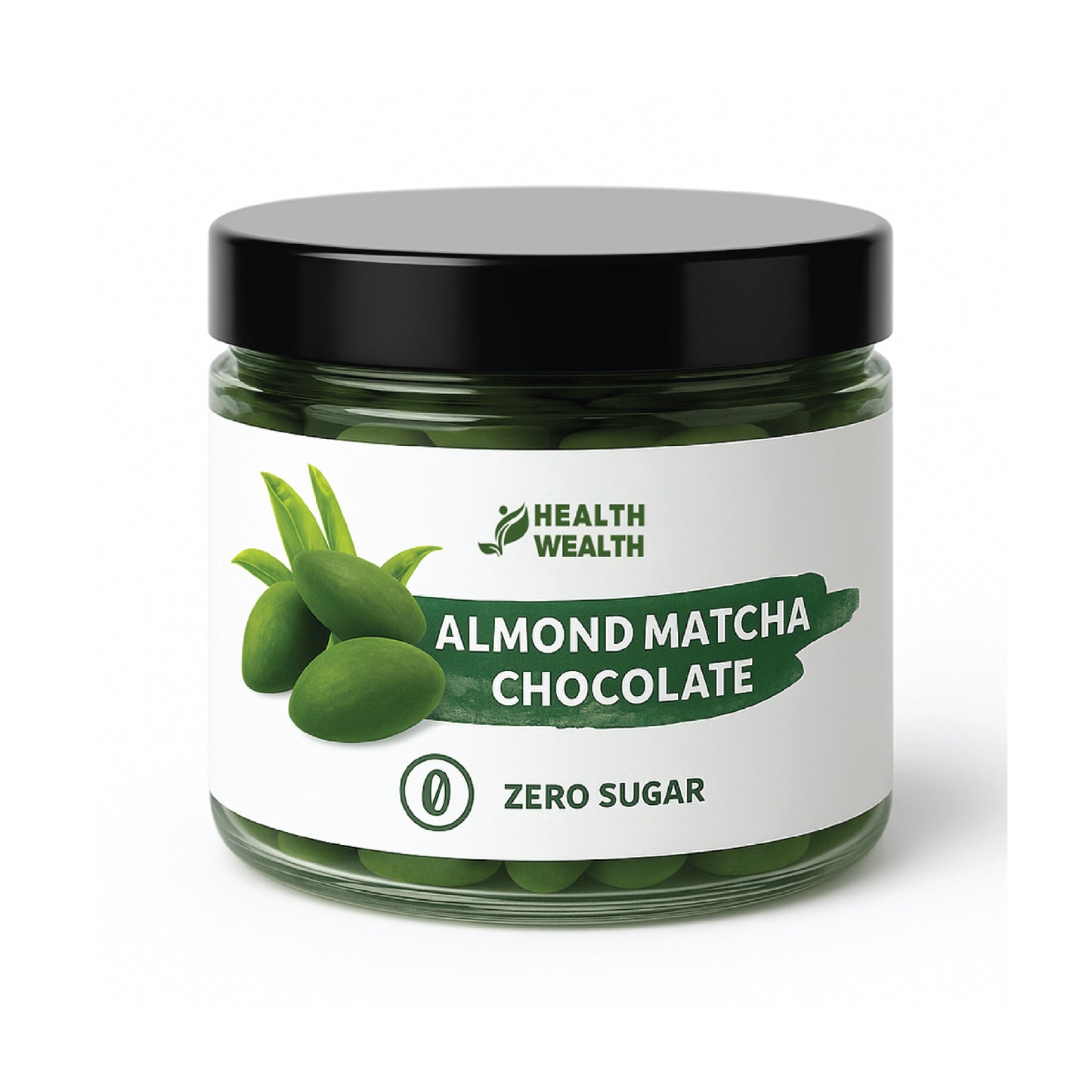 Health Wealth Almond Matcha Chocolate Dragee Zero Sugar 175g