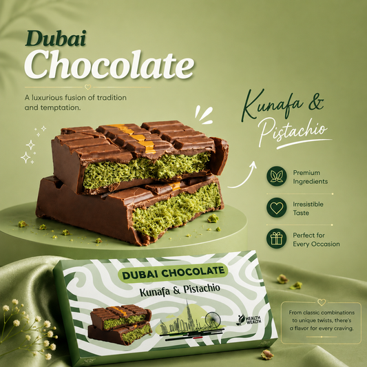 Dubai Chocolate Health Wealth  Pistachio & Kunafa 220g