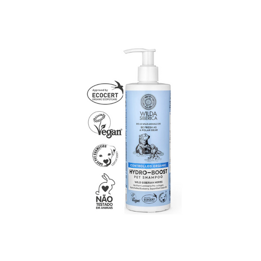 WILDA SIBERICA. СONTROLLED ORGANIC "HYDRO-BOOST" PET SHAMPOO, 400 ML