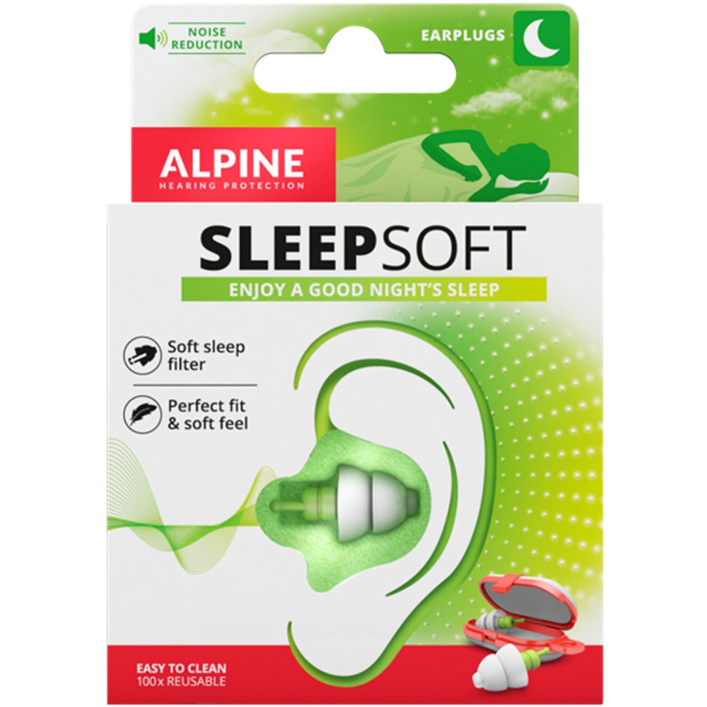 Alpine SleepSoft Sleeping Earplugs – 1 Pair | Soft, Comfortable Noise Reduction for Better Sleep"