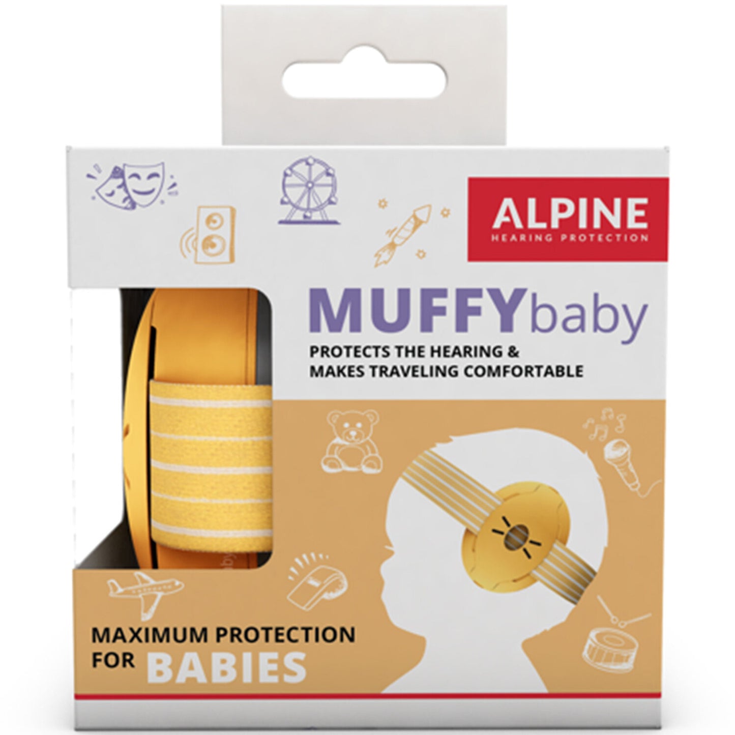 Alpine Muffy Baby Earmuffs – Soft Protective Baby Ear Defenders (Yellow)