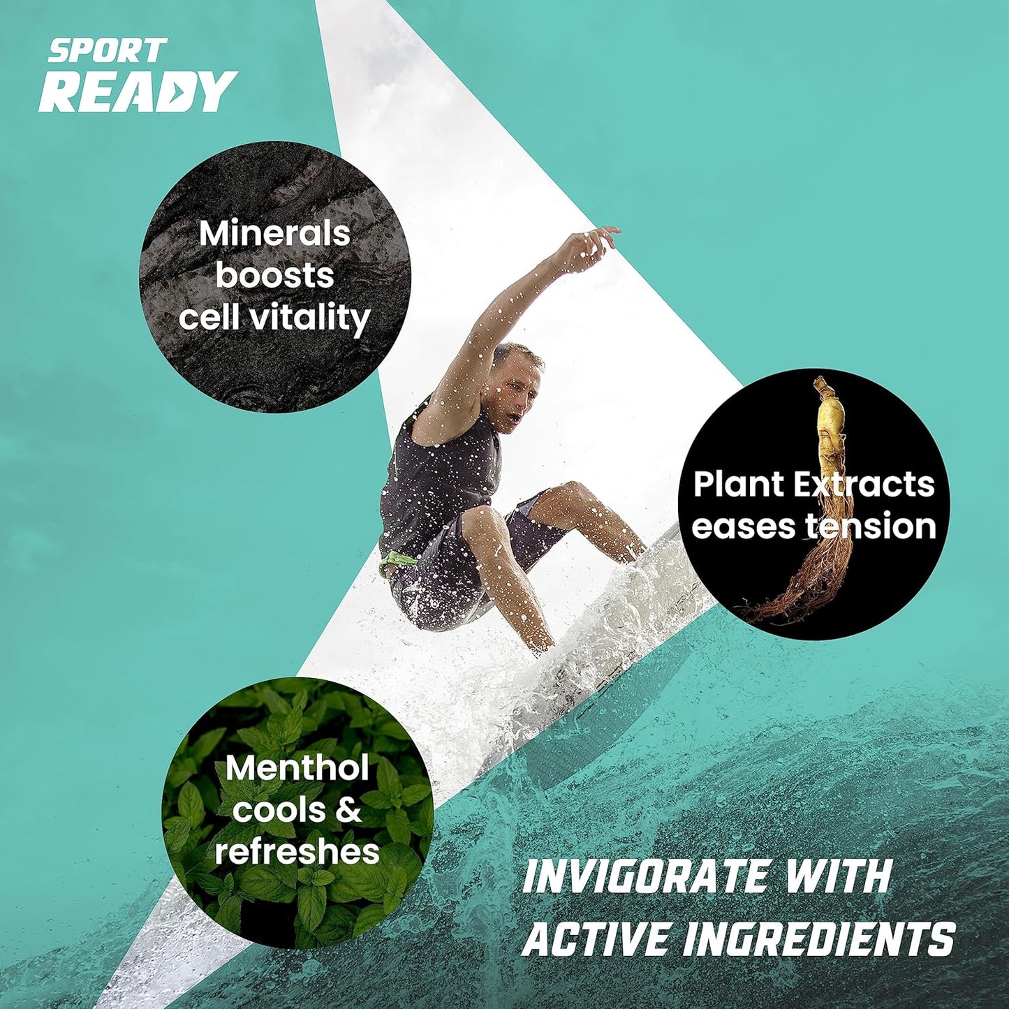SPORT READY Shower Gel gives a quick freshness boost with ginseng, menthol, and essential minerals (150 ml).