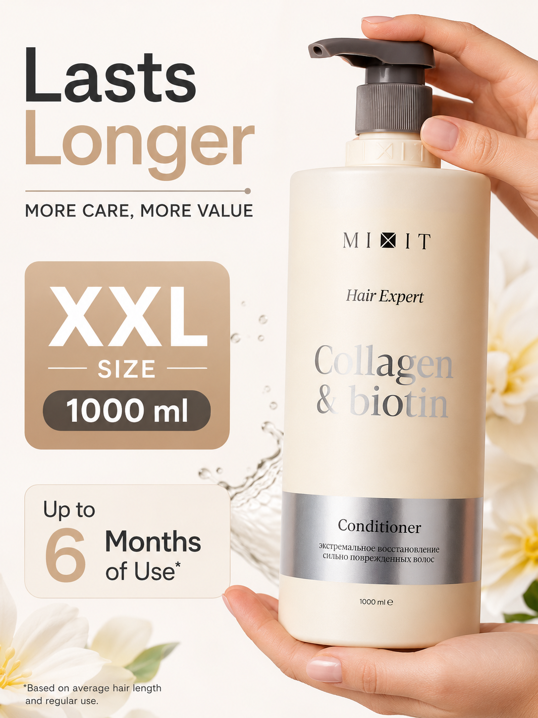 Collagen & biotin extreme repair conditioner for damaged hair 1000ml
