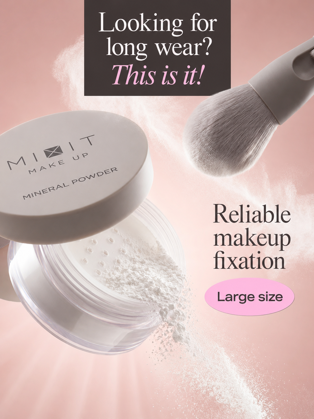 MIXIT Makeup Mineral Powder, Lightweight Mattifying Setting Powder for Oil Control, 30ml
