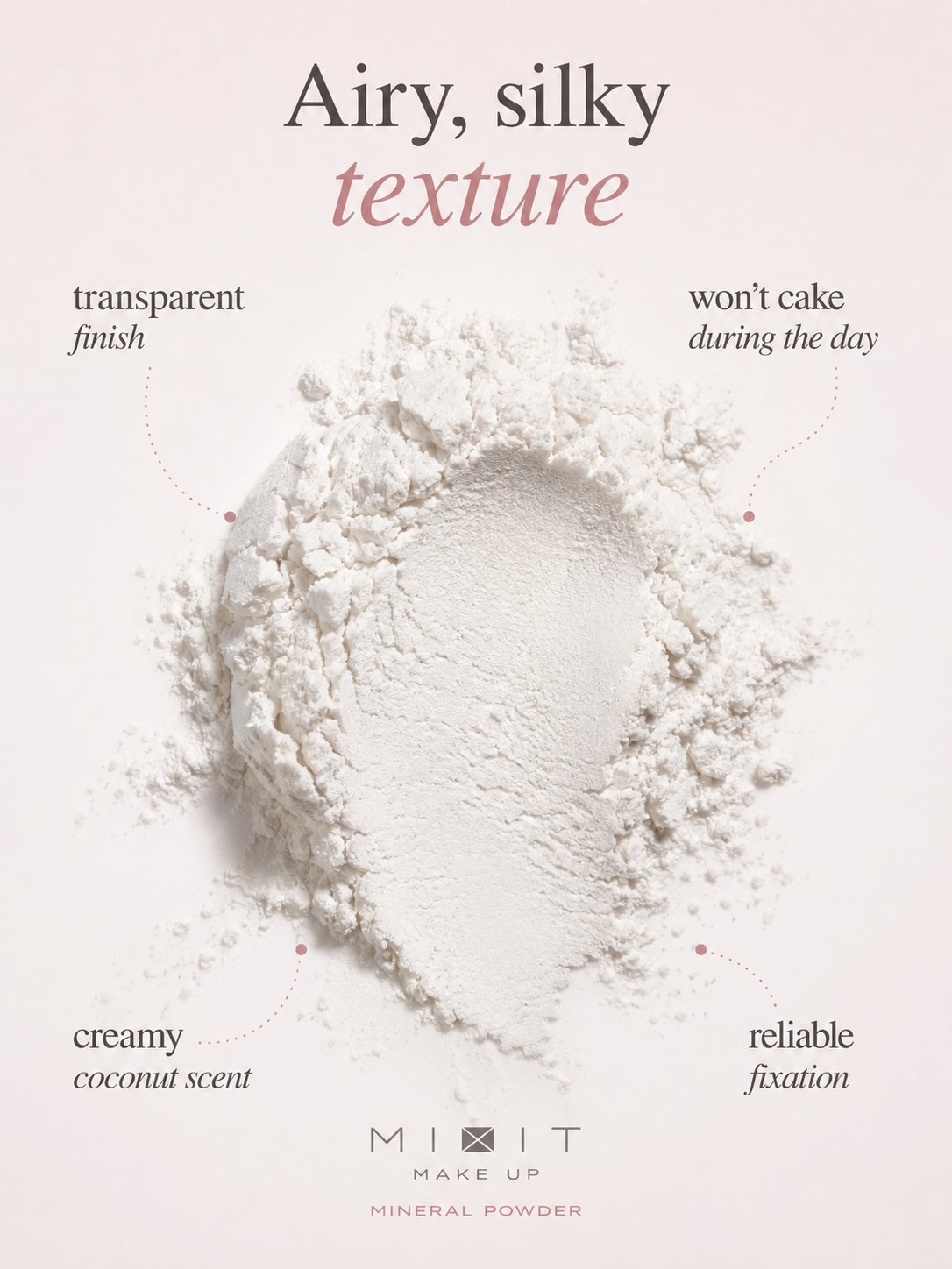 MIXIT Makeup Mineral Powder, Lightweight Mattifying Setting Powder for Oil Control, 30ml
