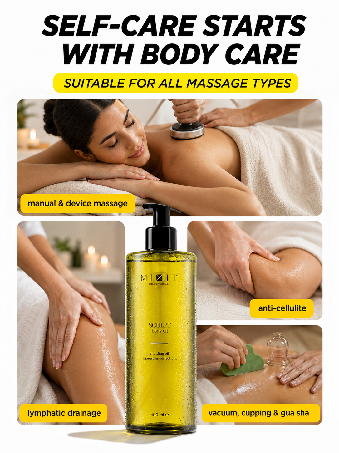 Mixit Sculpting body oil for even complexion and stretch marks 400ml