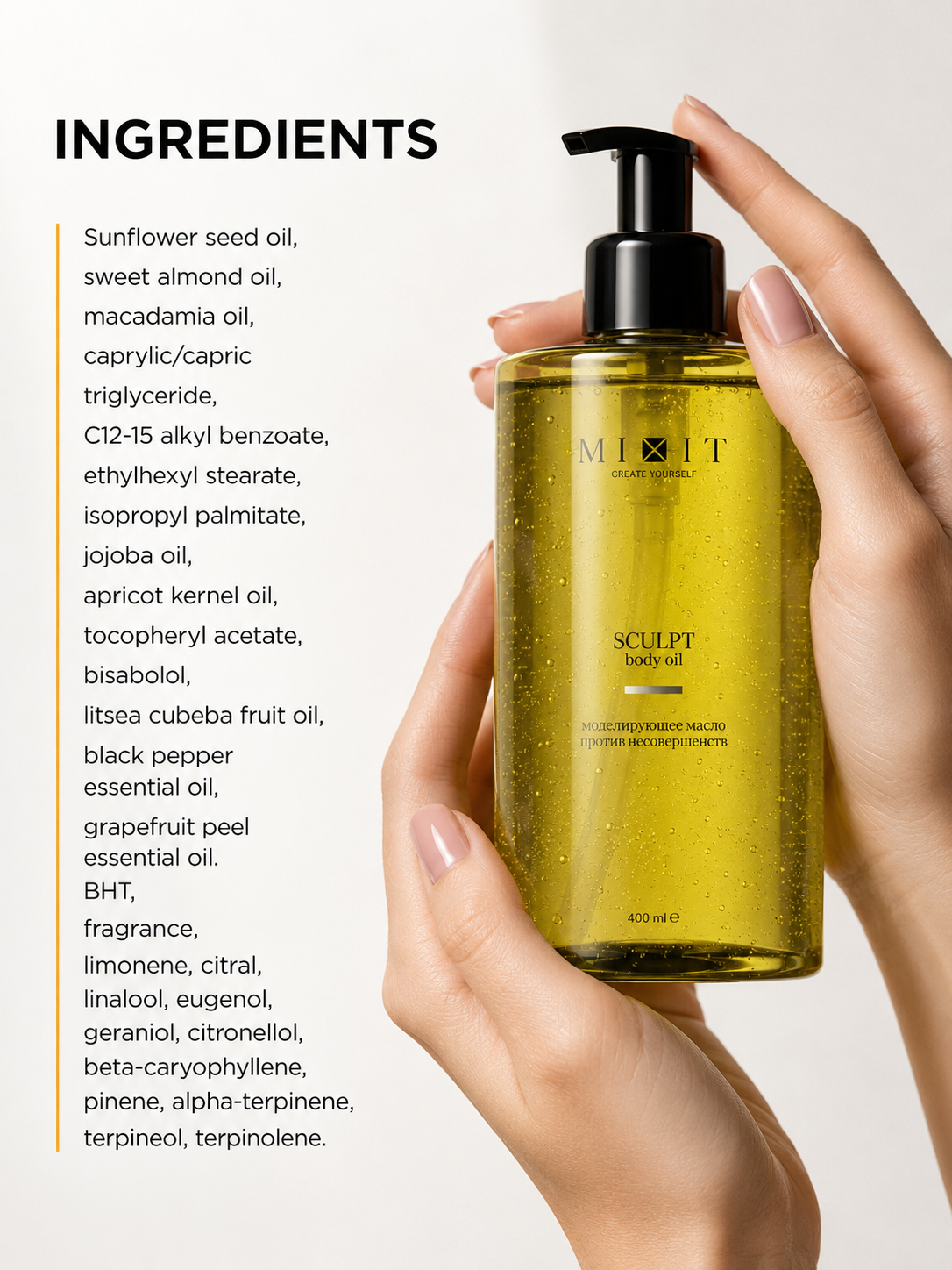 Mixit Sculpting body oil for even complexion and stretch marks 400ml