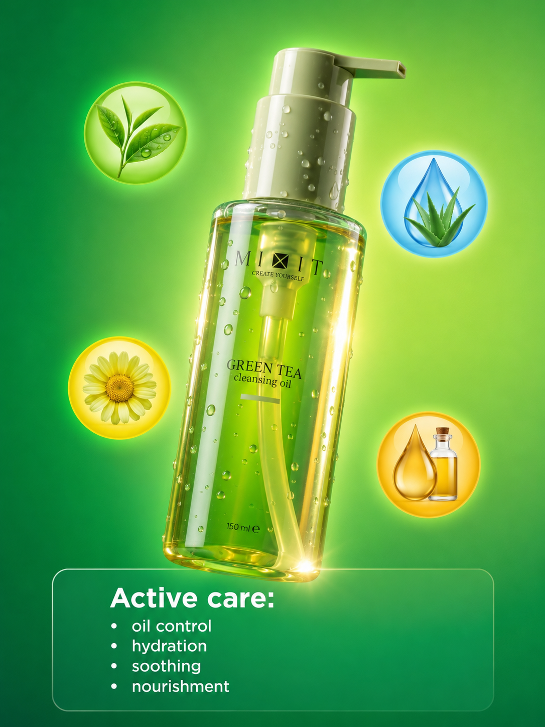Mixit Green tea hydrophilic gel-oil soothing cleanser 150ml