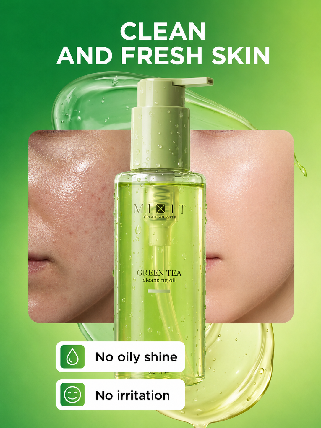 Mixit Green tea hydrophilic gel-oil soothing cleanser 150ml