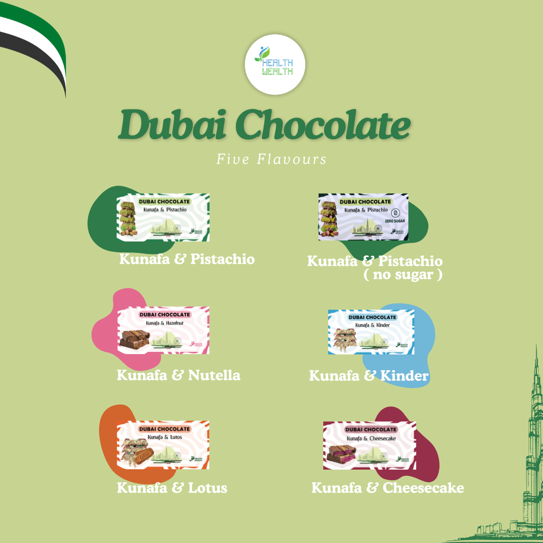 Dubai Chocolate Health Wealth  Pistachio & Kunafa 220g - Sugar Free