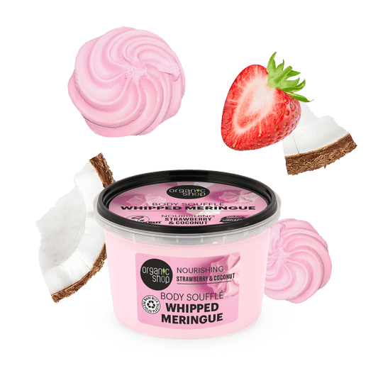 Organic Shop Whipped Meringue Body Souffle. Nourishing. Strawberry & Coconut 250ml
